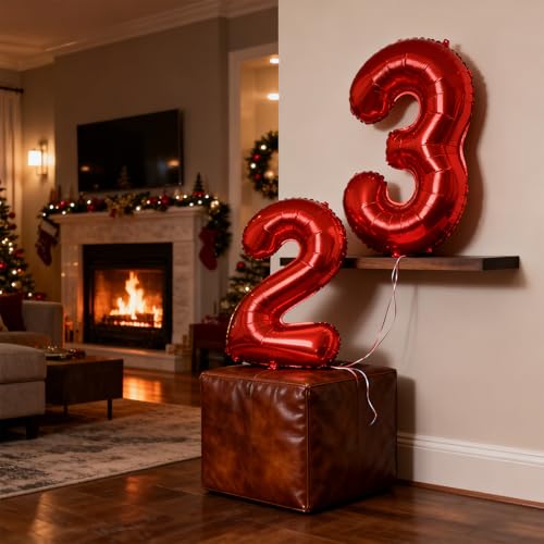 Image of YPSelected 32 Inch Large Foil Helium Number Balloon Birthday Wedding Party 0-9 (Red, 3)