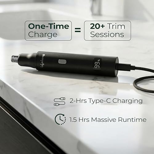 Image of Lifelong Nose Trimmer for Man | Nose Hair Trimmer for Women | Rechargeable Painless Nasal Hair Cutter, Ear Hair Remover, Eyebrow Scissors |Unisex Nose and Ear Electric Hair Removal Pen |1.5Hr Runtime
