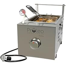 Flame King Proleo Tabletop Propane Deep Fryer with Oil Thermometer, 2.5 Gallons Capacity, with 5-FT Propane Regulator Hose