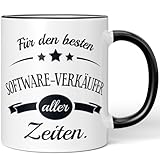 JUNIWORDS Tasse, Für den besten Software-Verkäufer aller Zeiten, Schwarz (6101640)