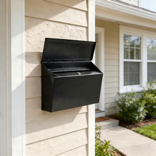 KYODOLED Locking Wall Mount Mailboxes for Outside, Large Capacity Mail Box for House with Key Lock, Security Drop Box, Metal Post Box for Home, Office Decorative,15.7 * 9.9 * 4.9in by KYODOLED - Image 2