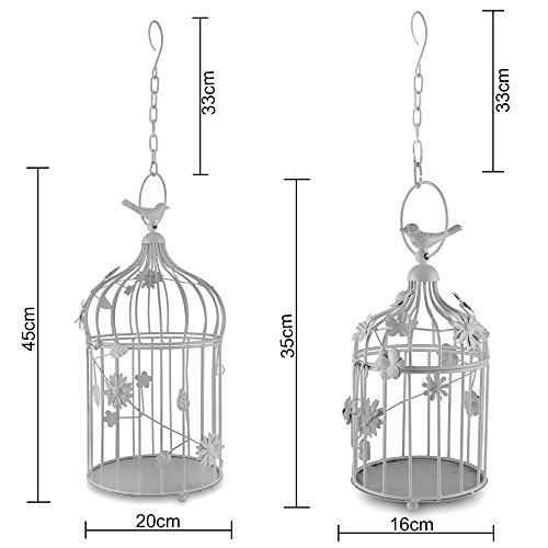 Image of Homesake Antique White Lantern Bird Cage Hanging Pendant Lights, Vintage Ceiling Chandelier Jhumar for Home, Living Room, Balcony, Indoor Outdoor Decor for Home, Pack of 2, Return Gifts for Pooja