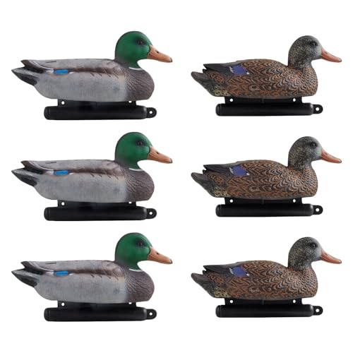 VEVOR Leurres de Canard 6PCs, Appelant Canard Colvert Flottant Réaliste, Forme de Chasse à la Sauvagine, en XPE Résistant aux Chocs et Silencieux, pour...
