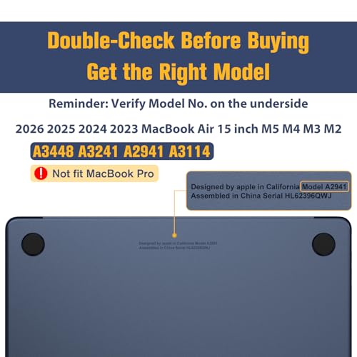 Funda MacBook Air 15 M2 M3 mate y delgada compatible con modelos A3114 A2941 2