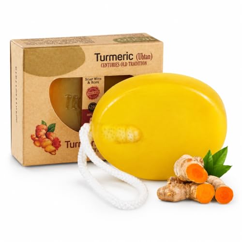 Natural Turmeric Soap On A Rope Bar for Face & Body