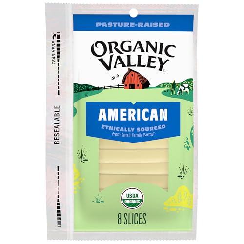Organic Valley Premium Organic American Cheese Slices — Pasture Raised, No Added Hormones — 8 Slices ​(6 Oz)