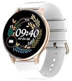Schrittzähler Uhr Damen Gesundheitsuhr Smartwatch Android IOS Fitnessuhr mit Whatsapp Funktion Digital Armbanduhr Aktivitätstracker Sportuhr Fitness Tracker Pulsuhren Laufuhr Uhren Weiß