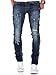 Produktbild Amaci&Sons Herren Strech Destroyed Slim Fit Denim Jeans Hose 7500 Dunkelblau W38/L32