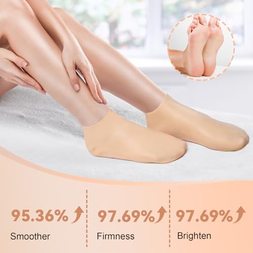 Fangshu Silikonsocken, Rutschfeste Feuchtigkeitsspendende Socken Elastische Silikon Socken Foot Peeling Anti Hornhaut für Rissige Füße Trockene