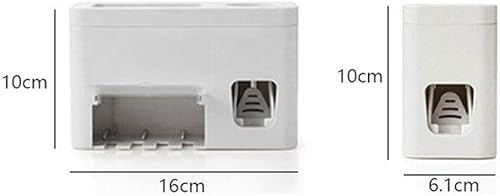 Miniatura 6 de MYSUP Toothbrush Holder Toothpaste Dispenser Dust-Proof Toothbrush Holder Wall Mount Stand Bathroom Accessories Set Toothpaste Squeezers Rack (Color