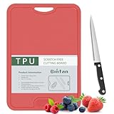 Gintan Flexible TPU Cutting Board with Knife and Juice Groove, BPA Free Flexible Chopping Boards for Kitchen Dishwasher Safe Easy Grip Handle