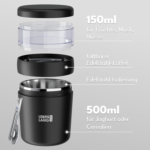Foto von LEBENLANG Müslibecher To Go mit Löffel - 650ml