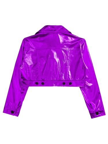 Kids Boys Girls Metallic Jacket Long Sleeve Biker Jacket Hip Hop Jazz Dance Outerwear4