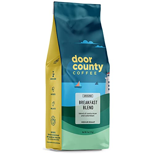 Door County Coffee - Breakfast Blend, Ground Coffee - Medium Roast, 10 Oz Bag #TOP28