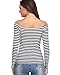 Fuinloth Women's Off Shoulder Tops, One Shoulder Shirts, Long Sleeves Sexy Slim Fit Tees Stripe Medium