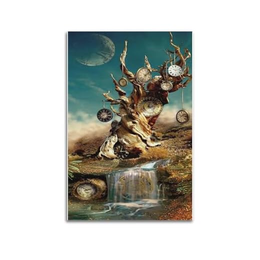 Surrealism Poster Salvador Dali Clock Tree Poster Decorative Painting Canvas Wall Art Poster Decorative Painting Canvas Wall Art Living Room Posters Bedroom Painting 12x18inch(30x45cm) Unframe-style