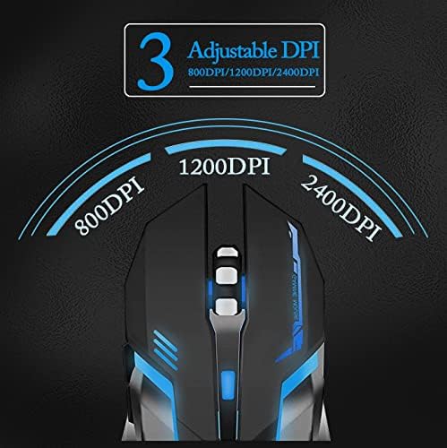Scettar Wireless Gaming Mouse, Rechargeable Computer Gaming Mouse Silent Click, 7 Led Light, 3 Adjustable Dpi,Iron Plate, Power Saving Mode Gaming Mouse For Laptop/Pc/Notebook (C19 Black) #TOP5