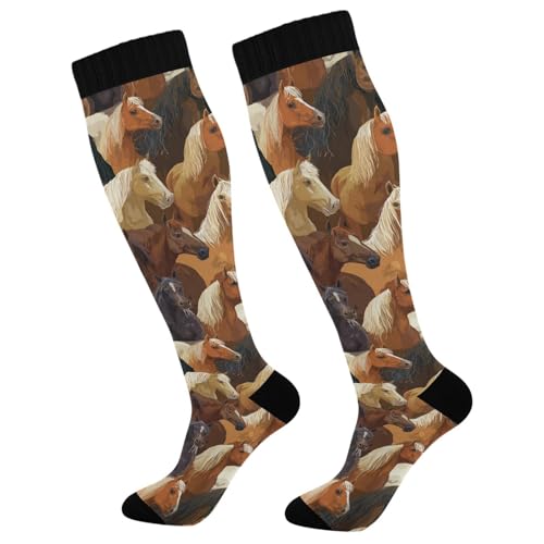 Image of Wusikd Heartbeat Symbol Compression Socks for Women and Men Circulation Black Long Socks for Athletic Running 1