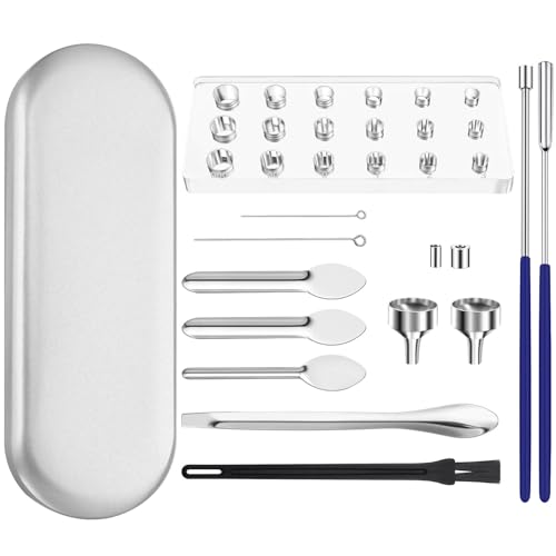 Apxton Complete Filling Kit for DIY & Home Use – Lab Tools Kit Includes Micro Funnels, Measuring Spoons, Scoops, Tamper, Acrylic Tray and More for Spices & Crafts (Size #000 00 0 1 2 3)