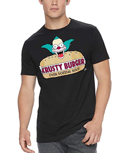 Image of Simpsons The Krusty Burger Logo Tee Graphic Adult T-Shirt, Black, XL