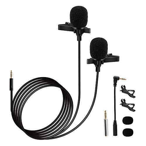 Honeytecs Condensador com clip portátil Omni Microfone direcional Cabeça dupla Smartphone Computador