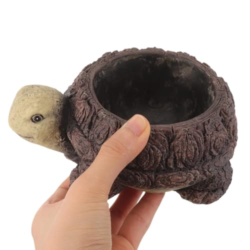 Image of Cute Turtle Shaped Succulent Flower Pot | Handcrafted Resin Turtle Planter | Decorative Animal Design Mini Plant Pot for Desk, Balcony, Home, and Office Decoration