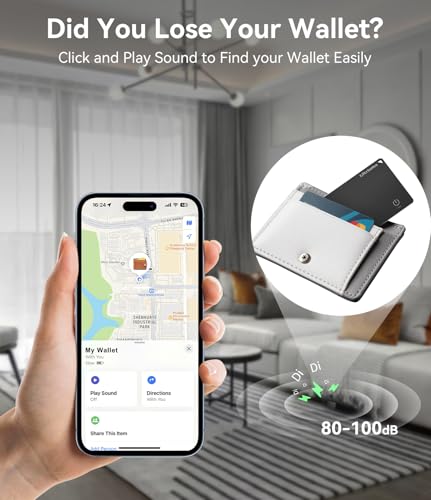 Ultrbeka Ultra-Thin Air Tag Wallet Tracker Card 0.094in IP68 Waterproof Bluetooth Tracker for Wallets, Passport, Work with Apple Find My, Wireless Charging, Card Locator [Apple MFi Certified] iOS Only