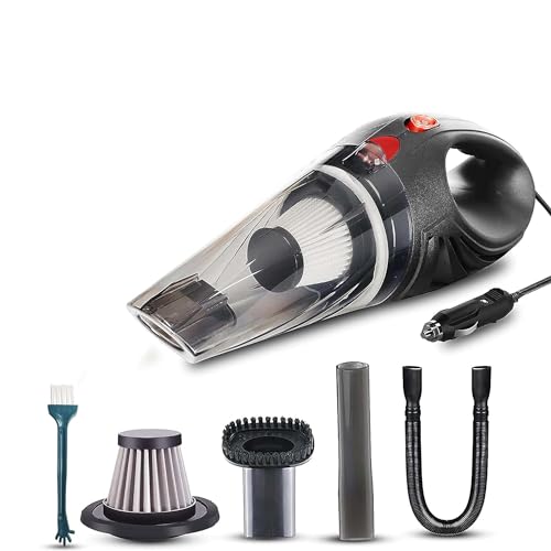Image of Sulfar Car Cartridge Vacuum Cleaner, Portable, Handheld,12V Dc /110W, 4.5Kpa Power Socket, 14.7Ft Long Cord (Black) Stainless Steel Filter