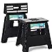 ACSTEP Stołek schodkowy 40 cm ulepszony składany stołek schodkowy, kuchnia taboret schodkowy, składany taboret dla dorosłych, czarny