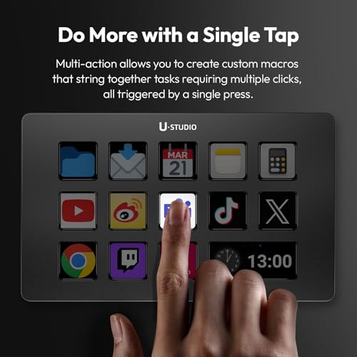 Image of ULANZI Stream Controller Macro Keyboard D200 U-Studio Macro Pad 14 LCD Keys | 13 Customizable Macro Keys Deck to Control Apps and Software, Trigger Actions in OBS, Twitch, YouTube and more, for Mac /PC