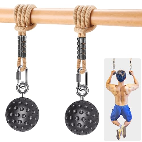 SELEWARE Pull Up Ball Grip, Non-Slip Rock Climbing Holds Pull Up Power Ball for Strength Training Attachment, Neutral Grip Pull Up Handles for Chin Up Bar, Kettlebell, Barbell Home Gym Workout, Black