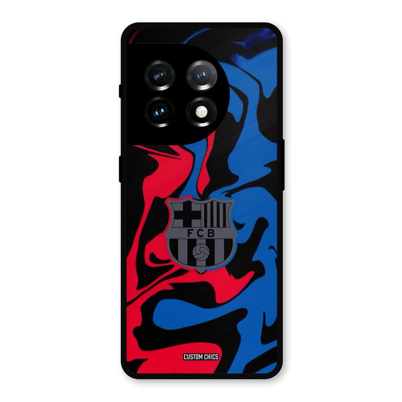 Image of PrintShield FC Barcelona Comic Back Cover for Oneplus 11, Shockproof Printed Phone Case with Soft TPU Sides & Anti-Slip Grip