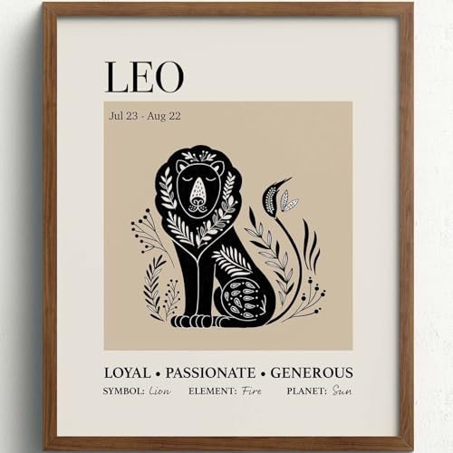 Zodiac Posters for Wall, Astrology Art Prints, Star Sign Collage, Family Wall Décor, Zodiac Gifts, Spiritual Room Décor, Aesthetic Posters, Boho Wall Décor, Horoscope Art, 8x10 Unframed. (Leo)