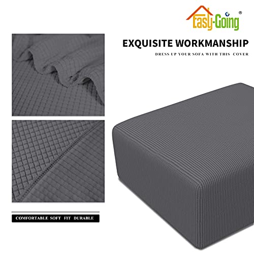 image for Easy-Going Stretch Square Ottoman Cover Folding Storage Stool Furnitur