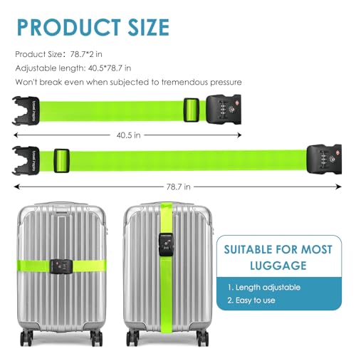 Image of Travel Inspira Luggage Straps for Suitcases with TSA Lock, Protect Your Luggage Anti-Burst, High Visibility Color, Easy to Identify Luggage Adjustable Heavy Duty Belt for 20-28 Inch Suitcases