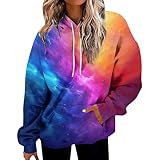 Plus Size Sweatshirts for Women Graphic Hoodies for Women Gradient Tie Dye Hooded Oversized Sweatshirt Lightweight Hoodie Pullover Sweaters with Pockets Fall Light Weight Sweat Shirt Multicolor