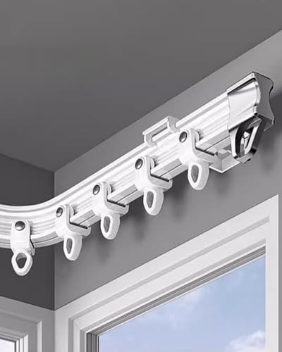Riel de cortina flexible para ventanas en ángulo y divisor de ambientes de pared 8