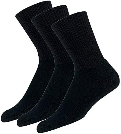 Thorlos TX Max Cushion Crew Tennis Socks, Black (3 Pairs), Large