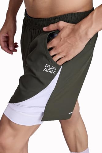 Image of FUAARK 2 in 1 Compression Shorts for Men for Gym, Sports, Running & Cycling Activities with Pocket