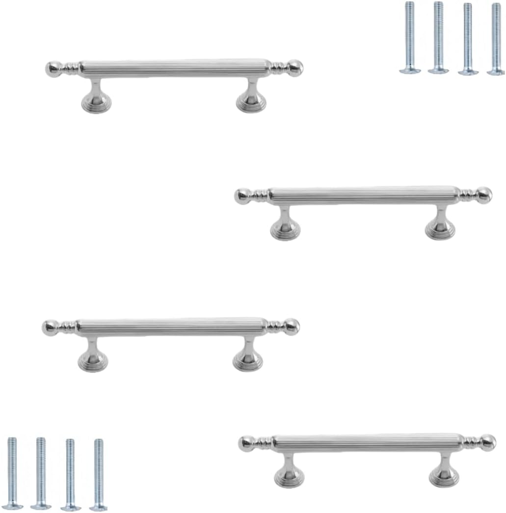 Zinc Alloy Cabinet Pulls 4-Pack Brass Handles Cabinet Door Handles Wardrobe Handles Drawer Cabinet Small Handles 128Mm Pvd
