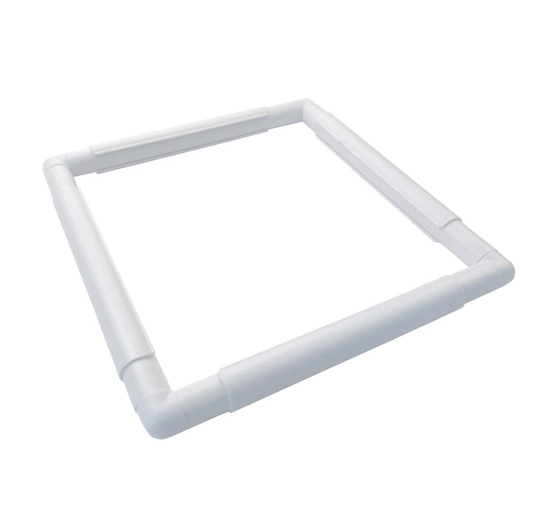 11 X 11" Plastic Cross Stitch Frame Square Embroidery Hoop White DIY Sewing Tools Sewing Hoop Handhold Craft Clip Embroidery Snap Frame Hoop for Cross Stitching Quilting (11 X 11")