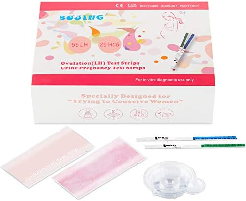 Bojing Ovulation Test Strips and Pregnancy Test Strips Kit, Ovulation Predictor Kit, Fast and Accurate, FDA Approval (55LH 25HCG)