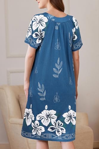 Image of Ekouaer Women Robe Zipper Front Mumu Duster Robes Zip Up Housecoat Soft Sleepwear with Pockets