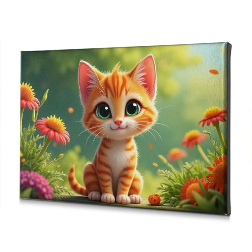 Toile baptême chaton sous les fleurs pour illuminer votre intérieur à Pâques