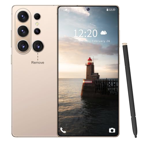 Huness S26 Ultra Unlocked Phone,Built in Pen The Phone,Cell Phone Battery 7000mAh 6.99" HD Screen,Android 15 16+512GB Smartphone,Dual SIM/5G/Face ID/Fingerprint Lock/GPS (Gold)