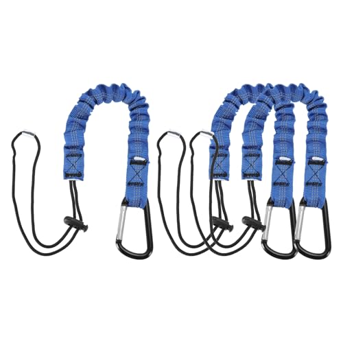 Image of MECCANIXITY Retractable Tool Lanyard 2ft with Single Aluminum Buckle and Adjustable Loop End, Maximum Weight Limit 10KG / 22lb, Safety Fall Protection Tools Leash, Blue 3 Pack