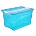 Produktbild keeeper Aufbewahrungsbox mit Deckel und Schiebeverschluss, 59,5 x 39,5 x 34 cm, 52 l, Cornelia, Blau Transparent