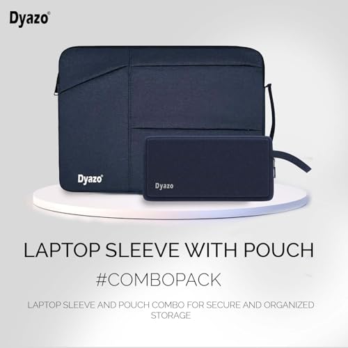 Image of Dyazo 15-15.6 Inch Laptop Sleeve Bag with Three Front Pocket | Water Resistant & Shockproof Protective Cover with Charger Pouch | Compatible for Dell, HP, MacBook, Lenovo, Asus, Acer & More (Blue)