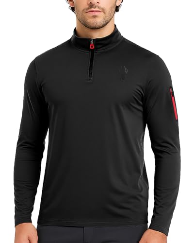 Spyder Men's Active Shirt - Quarter Zip Long Sleeve Performance Pullover - Lightweight Slim Fit Workout Shirt for Men (S-XL)