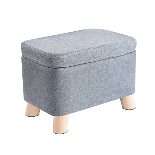 Almacenamiento otomano cuadrado reposapiés banco ersatile espacio espacio caja de juguetes asiento de tela de lino para sala de estar tienda (color: azul) (azul claro) (azul claro)